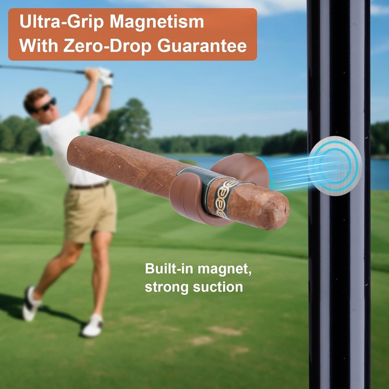 HMAZAE Magnetic Cigar Holder for Golf Cart, 2 Pack Universal Cigar Clip with Strong Magnet, Elasticity Silicone Stogie Accessories for Golfing Fishing Camping, Perfect Gifts for Men (Gray) - Image 4